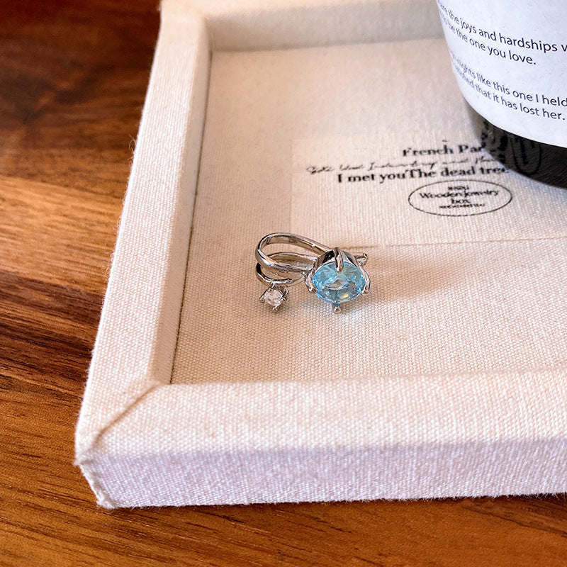 Wholesale colorful zircon rabbit red no ear hole ear bone clip earrings