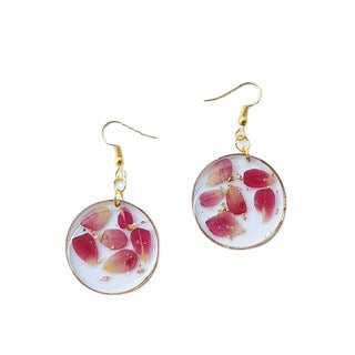 Wholesale 10pcs All-match Rose Petal Electroplated Gold Resin Earrings