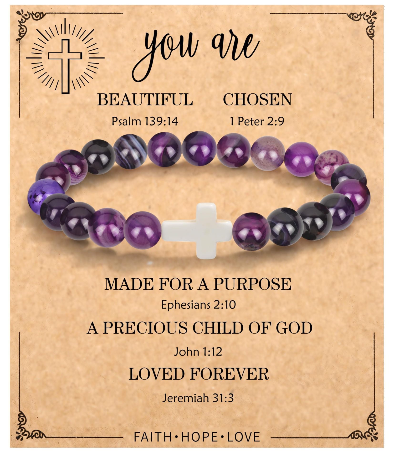 Wholesale Pink Zebra Stripe Amethyst Cross Bracelet