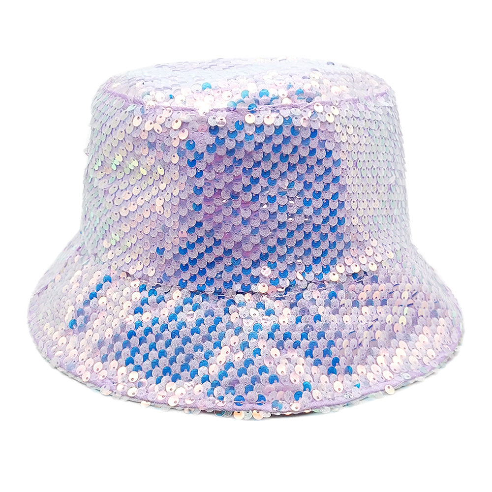 Wholesale Colorful sequin hat double-sided sun hat sun protection bucket hat