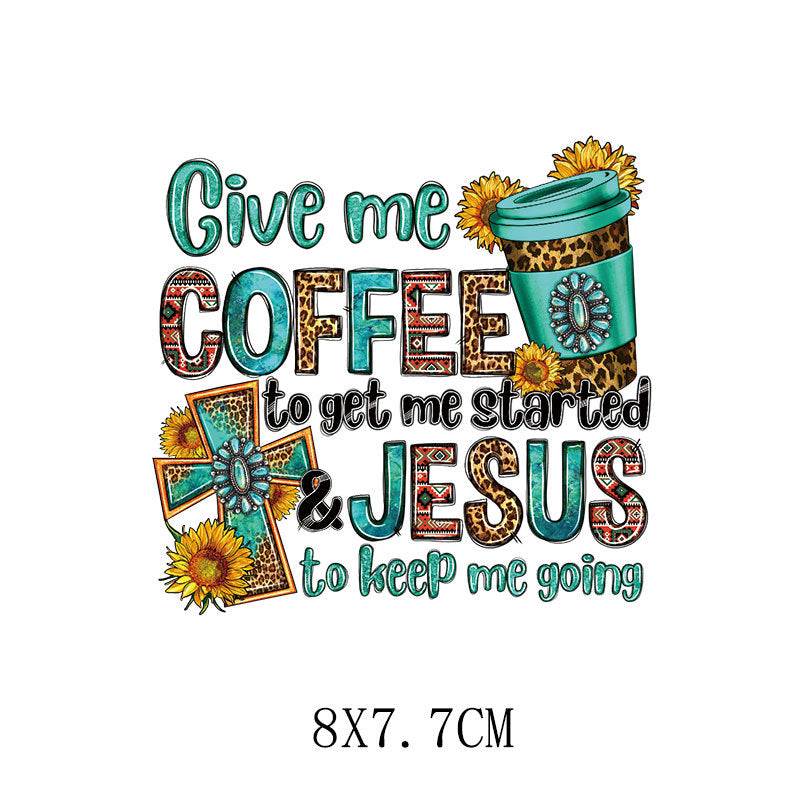 Wholesale  5pcs/pack   Sunflower letter heat transfer sticker pattern     UV DTF Ready to Press Transfers Wraps