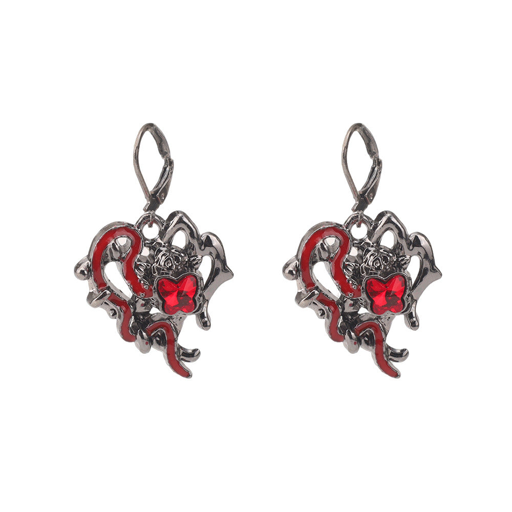 Wholesale Dark Gothic Red Love Cross Butterfly Earrings