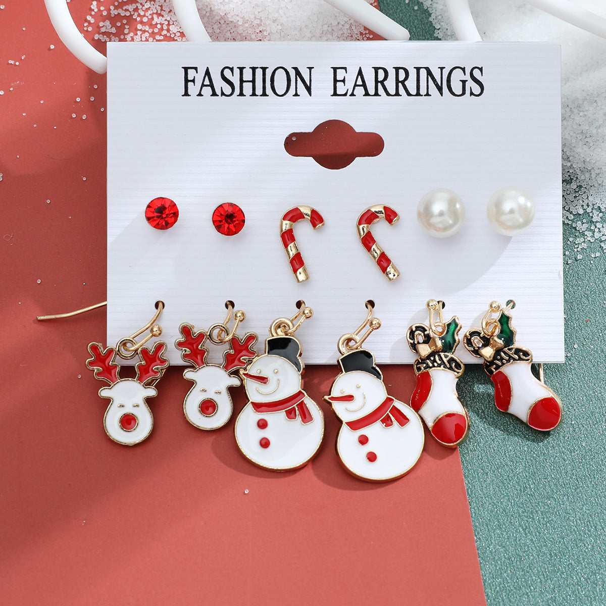 Wholesale Christmas Santa Claus Snowflake Bell Elk Alloy Earrings