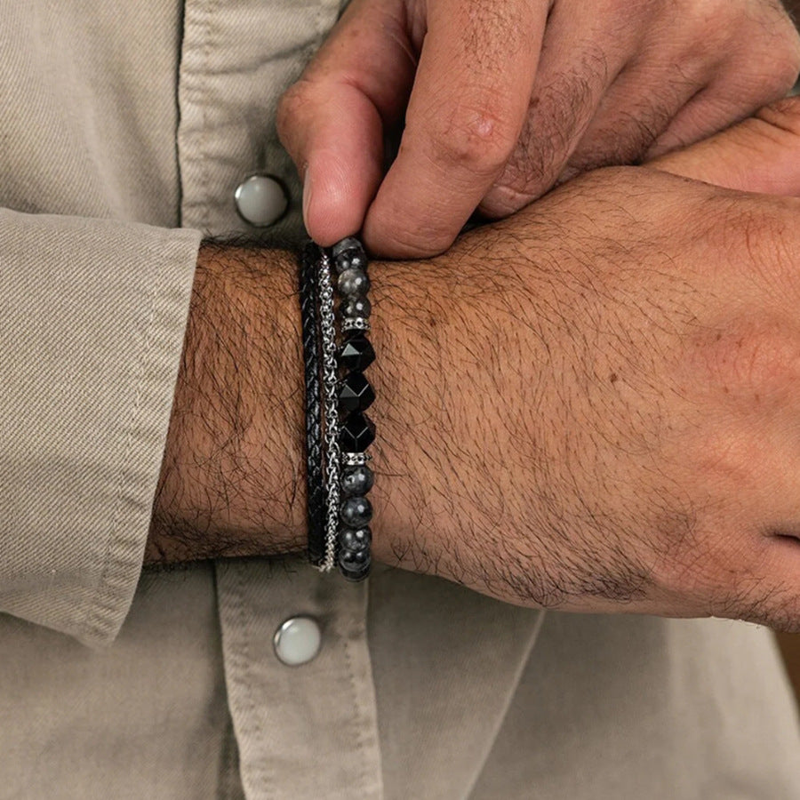 Wholesale vintage black frosted bracelet zircon crown diamond ball dice lion head beads bracelet suit