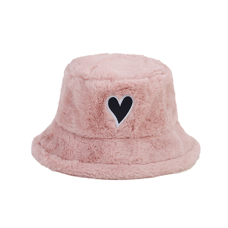 Wholesale Love Patch Bucket Hat Plush Hat