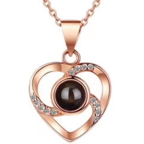 Wholesale Titanium Steel Heart Projection Necklaces