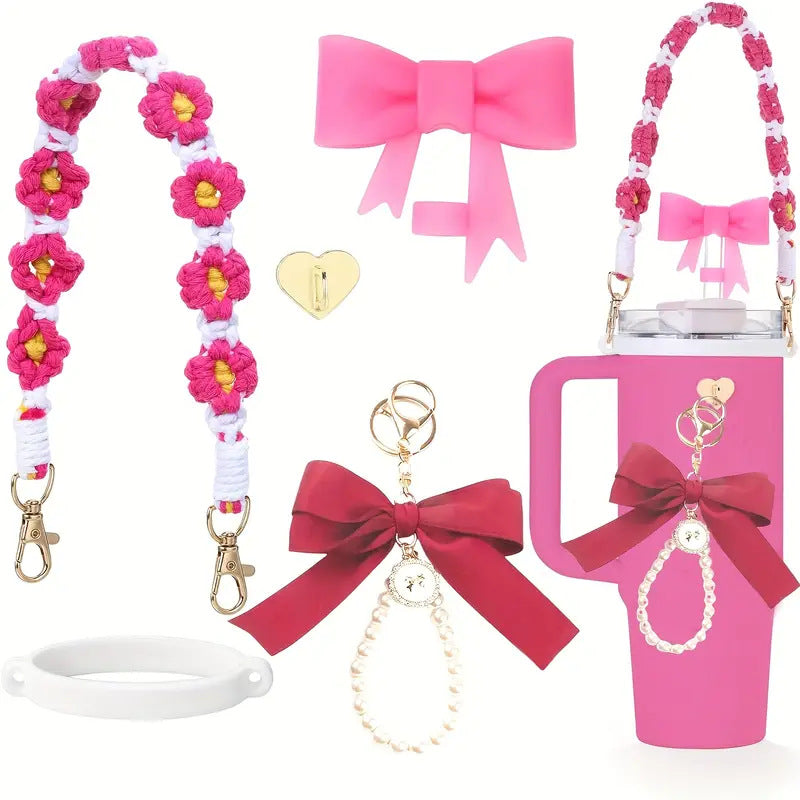 Wholesale Braided Handle Rope Bowknot Keychain Pendant Water Cup Decoration
