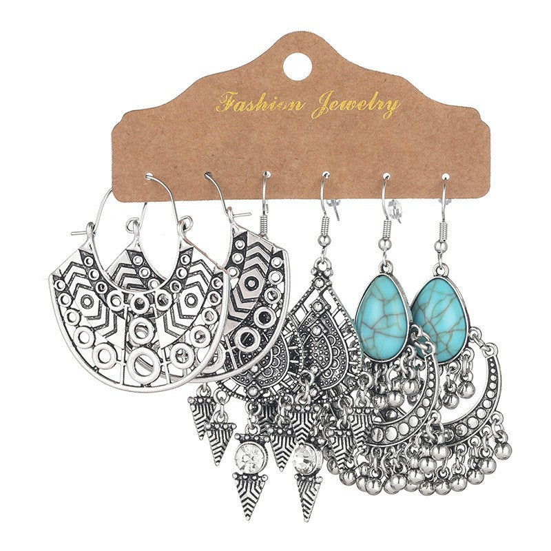 Wholesale Snowflake Tassel Love Wings Hollow Vintage Earrings