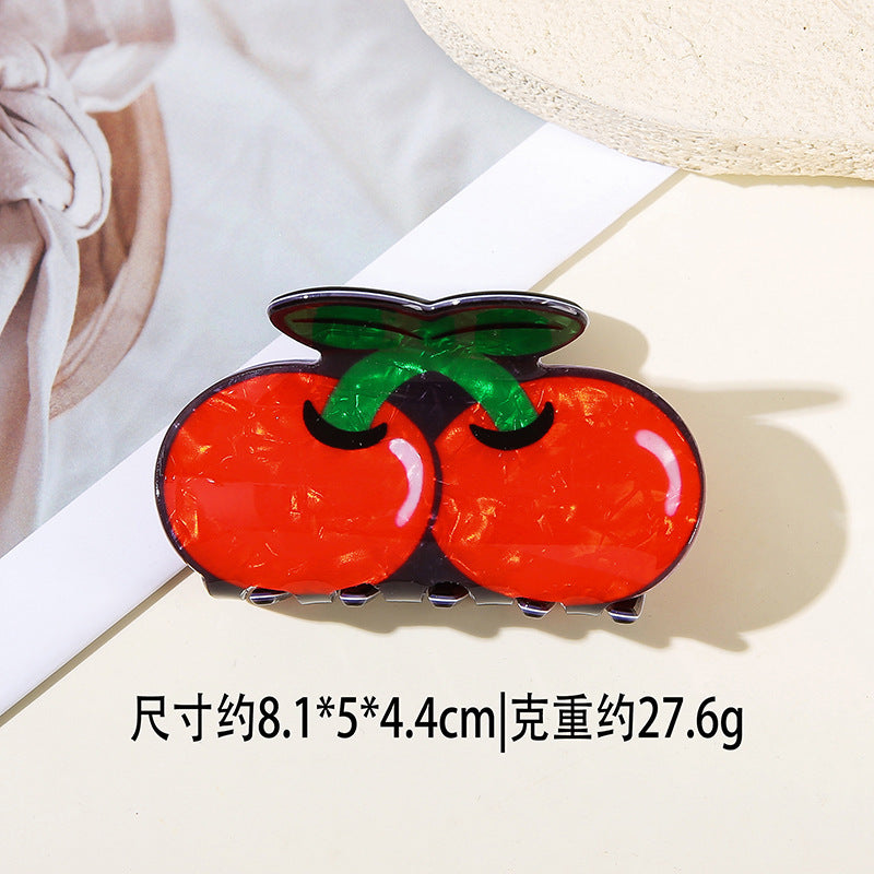 Wholesale PVC Korean Style Fruit Hair Clips Cute Lemon Strawberry Claw Clip For Everyday Styling Gift