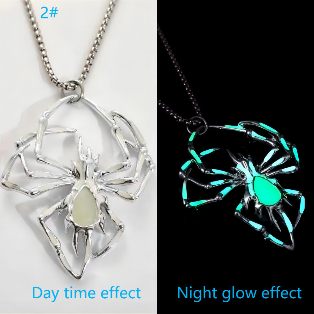 Wholesale Halloween three-dimensional luminous spider necklace