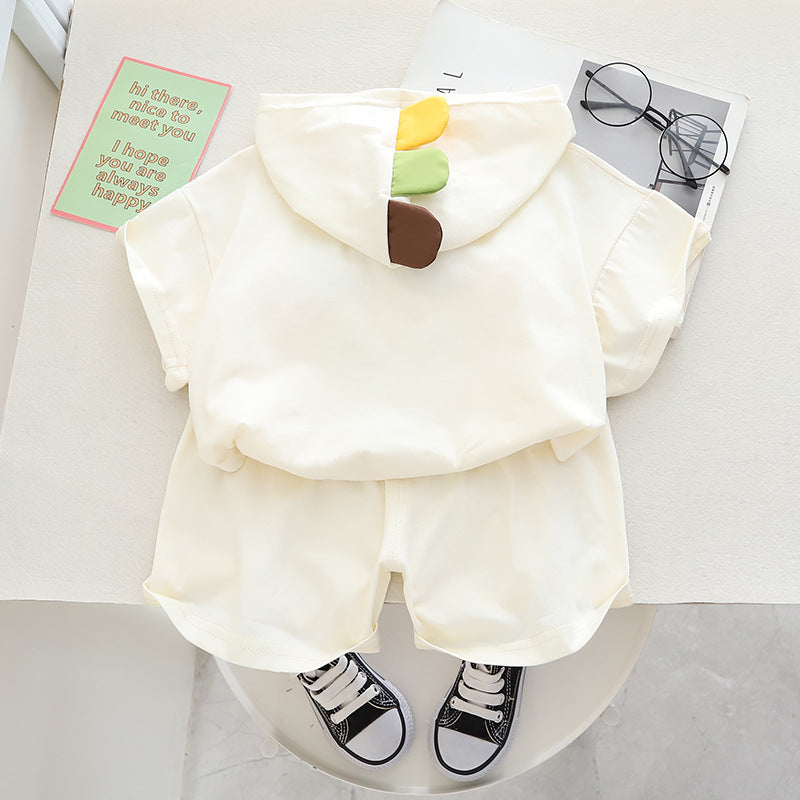 Wholesale Summer Boys' Cotton Short Sleeved Shorts Set