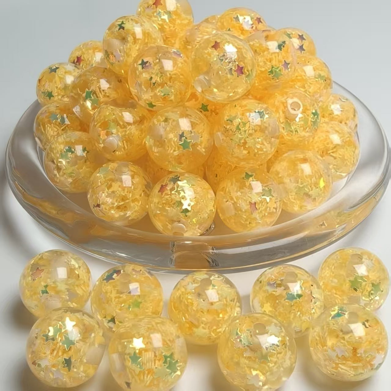 Wholesale  20pcs 16mm Sequin Heart-Shaped Glitter  Resin Beads DIY Acrylic Beads