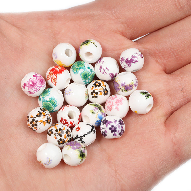 Wholesale 500pcs Ceramic Floral Beads Blue and White Porcelain Mixed Color Loose Beads DIY Spacer