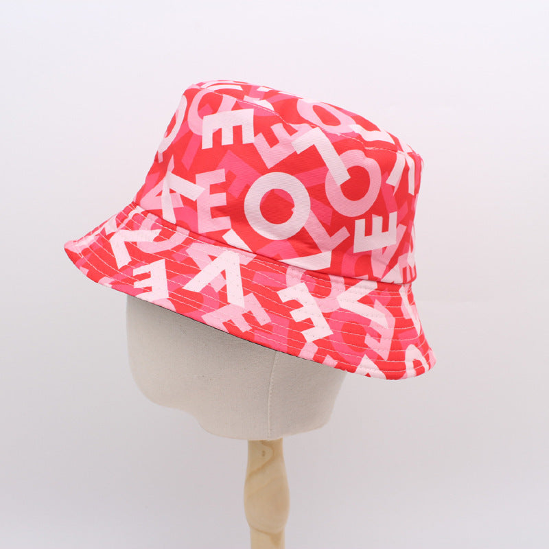 Wholesale Fisherman Hat Valentine's Day Love Printed Basin Hat All-match Casual Sunshade Double-sided Sun Hat Couple Hat