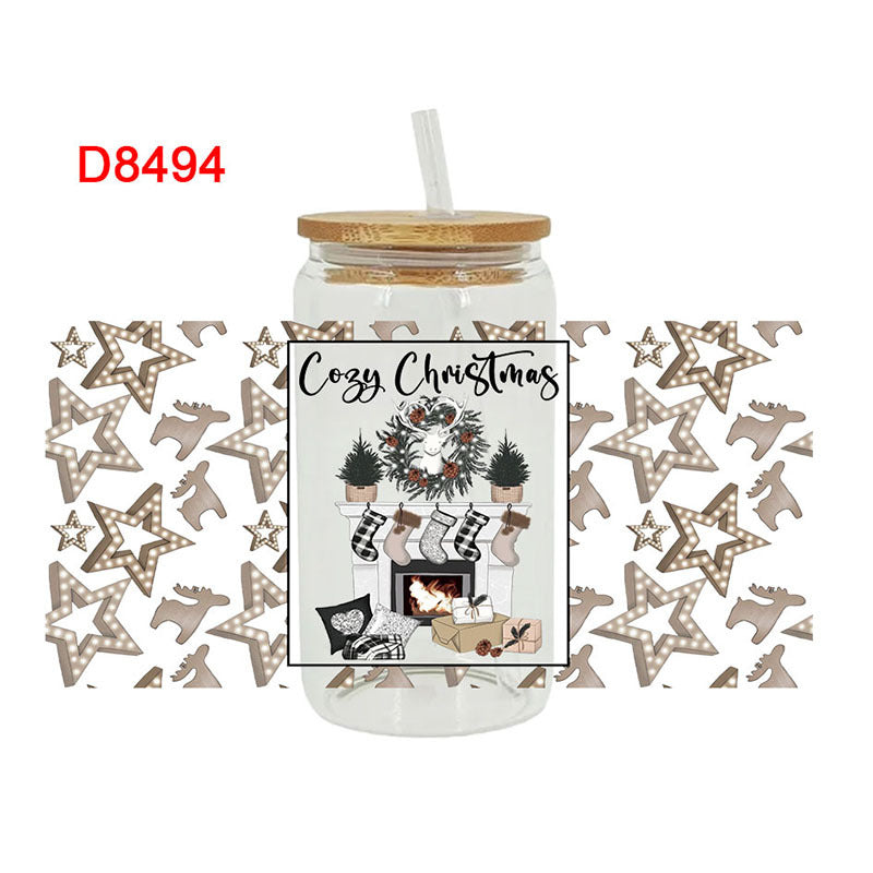 Wholesale Christmas colorful drinks  16oz Cup UV DTF Wraps