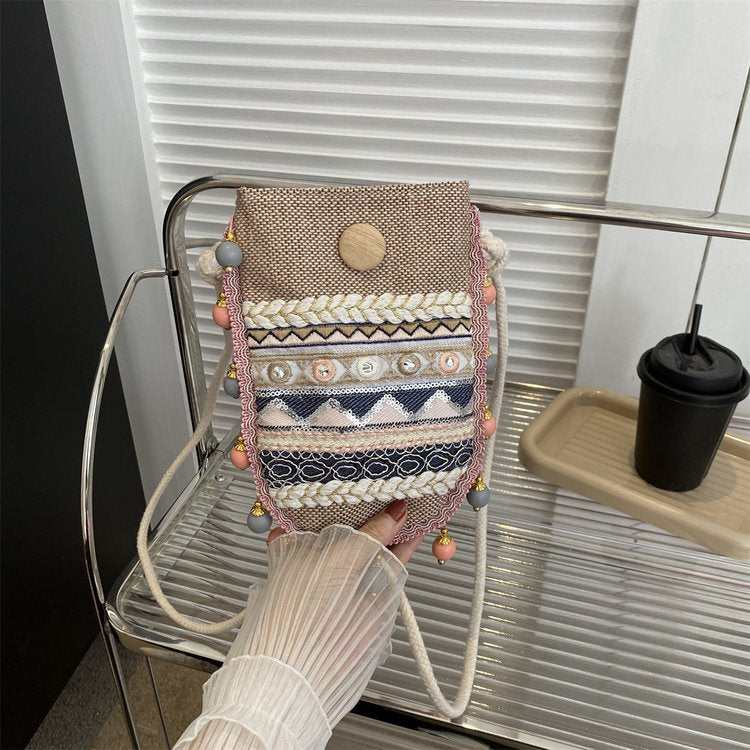 Wholesale Ethnic Style Embroidered Canvas Shoulder Crossbody Bag