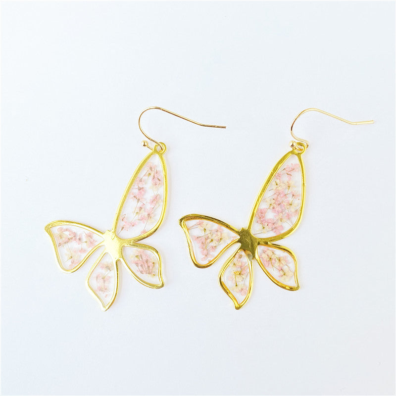 Wholesale 6pcs Butterfly Shape Flower Resin Earrings