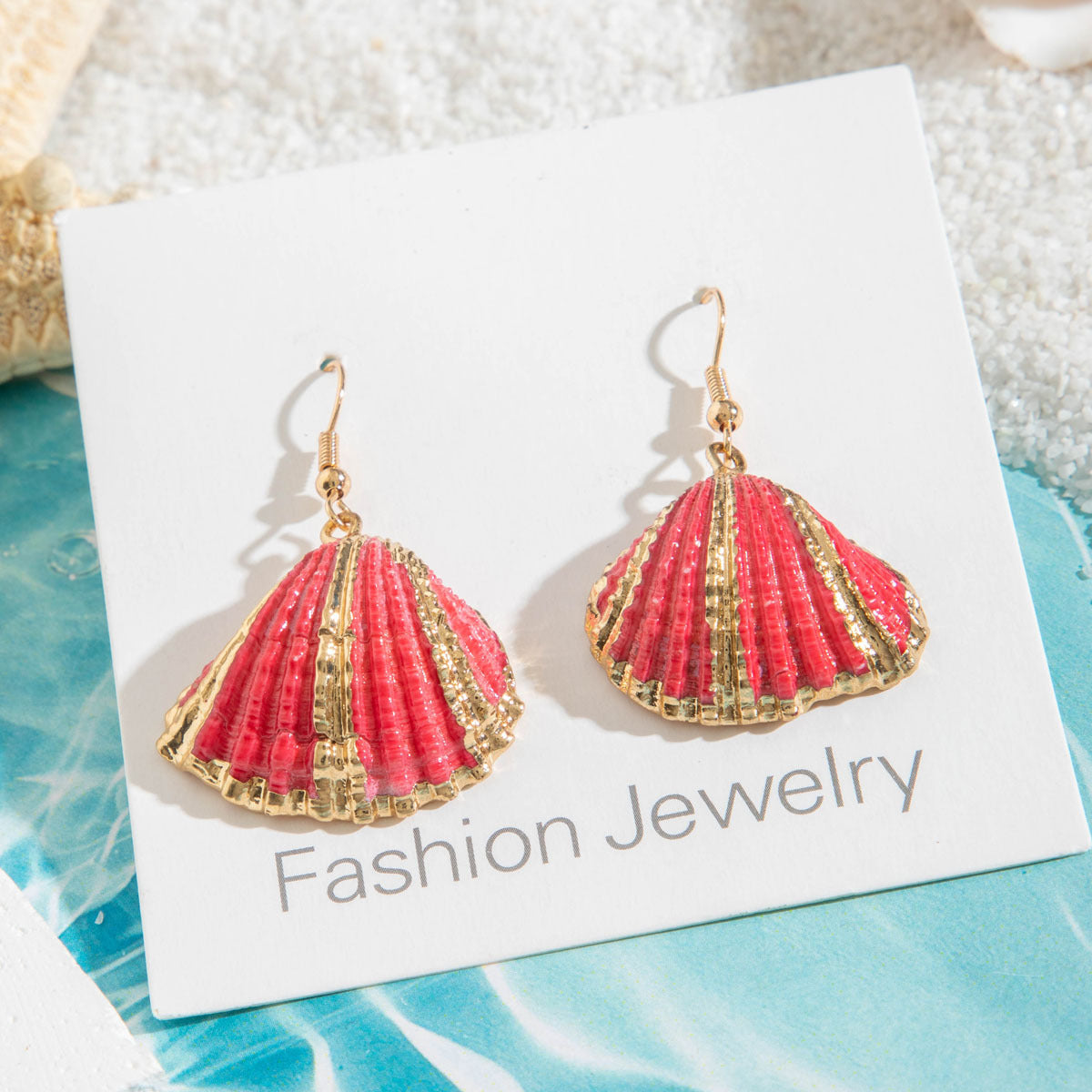 Wholesale 10pcs Summer beach style natural shell gold-plated earrings