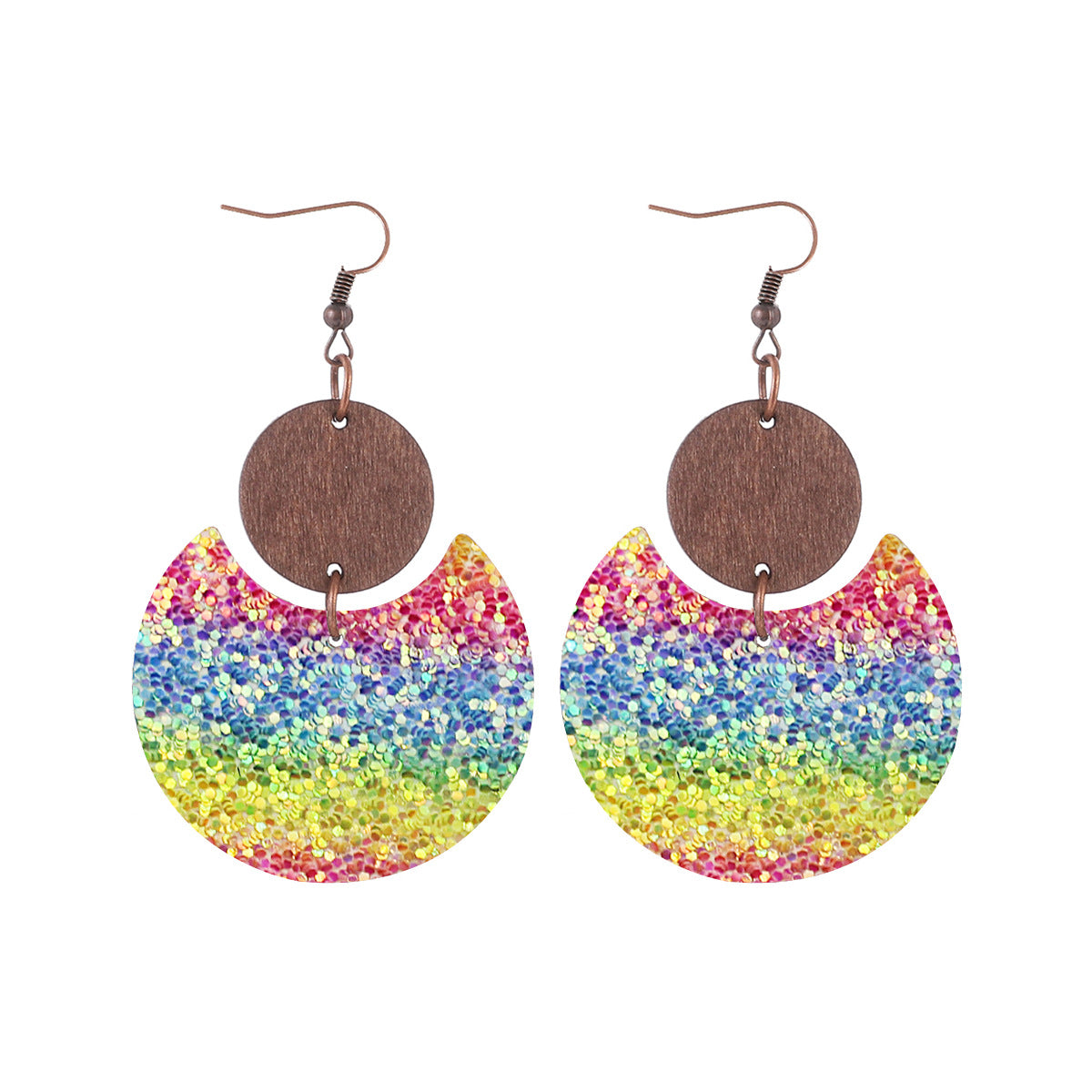 Wholesale Crescent Shaped Leather Plaid Braid Pattern Colorful Earrings