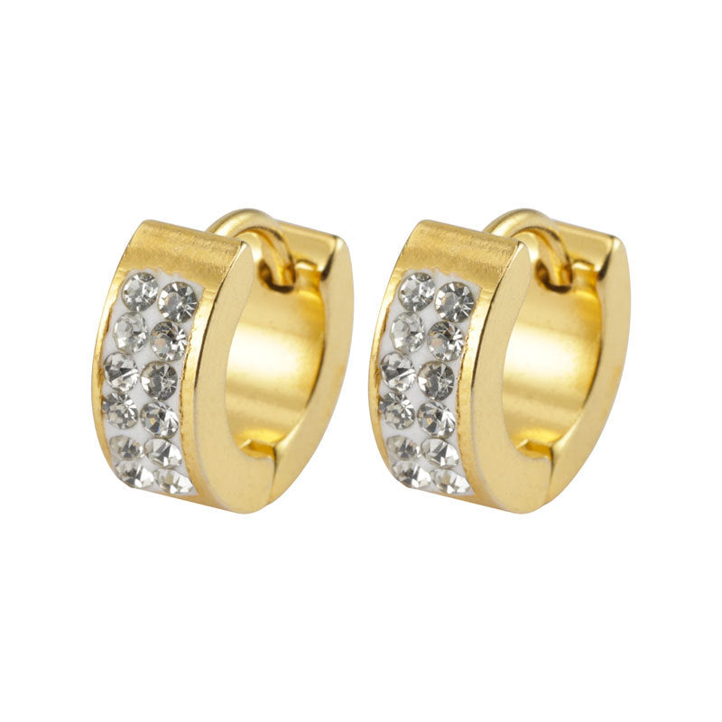 Wholesale Round Stainless Steel Micro Diamond Titanium Steel Earrings