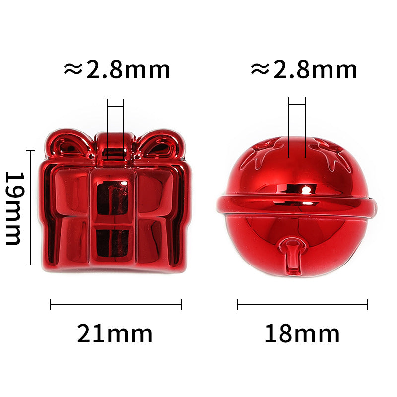 Wholesale 50pcs Diy Christmas Metallic Bow Gift Box Five-pointed Star Bell Through-hole Beads