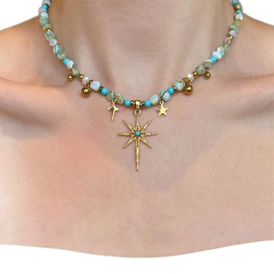 Wholesale Blue Resin Beaded Layered Necklace for Women