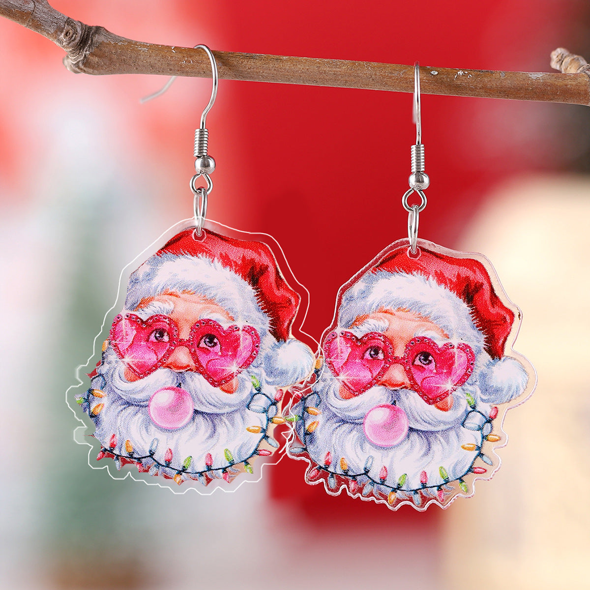 Wholesale Christmas Fun Leopard Pendant Y2K Acrylic Earrings