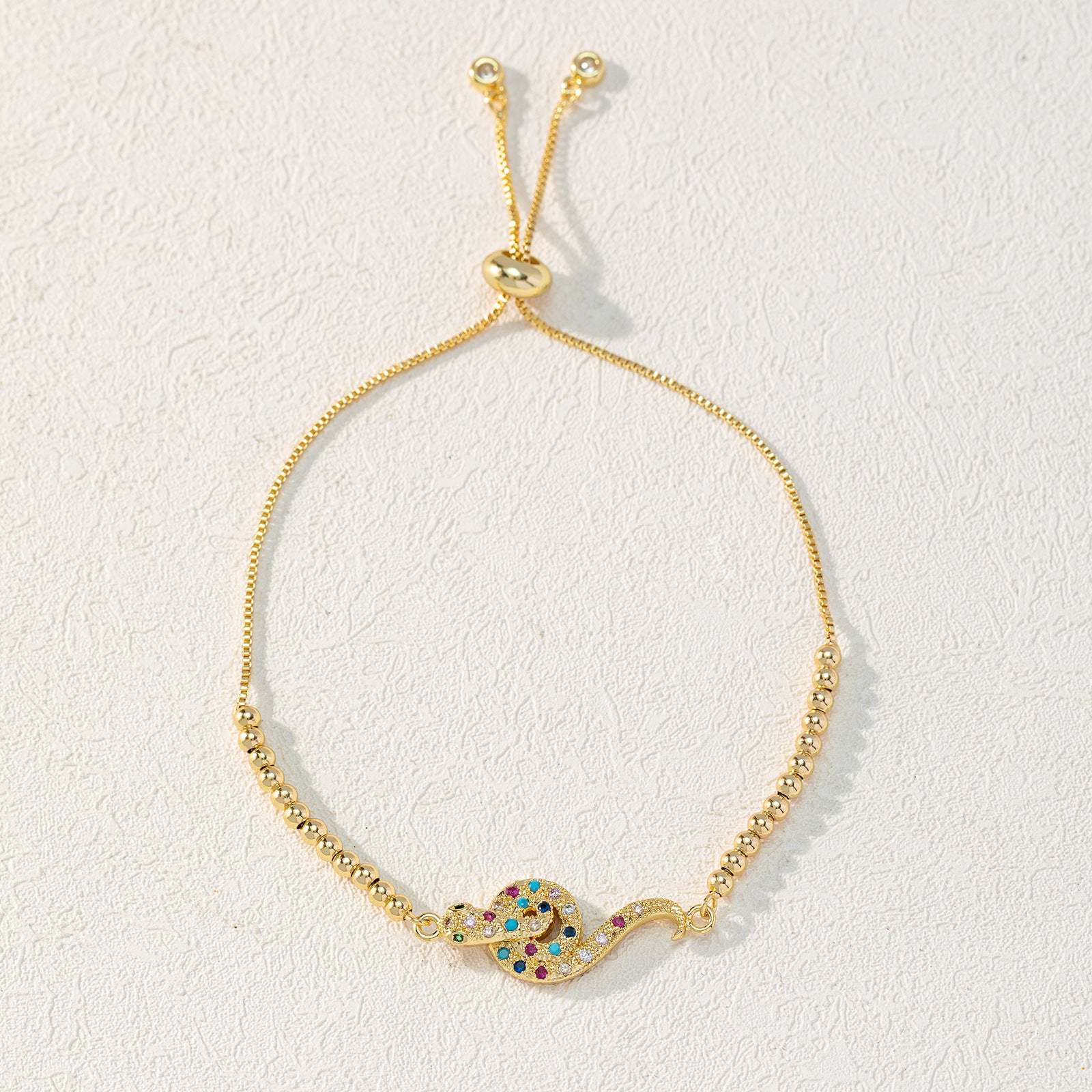 Wholesale Pickaxe Colored Diamond Gold Snake Animal Bracelet
