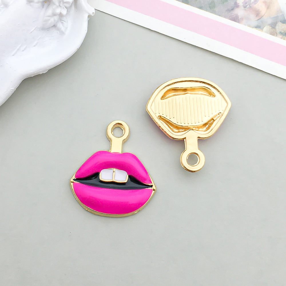 Wholesale Mix 30 Rose Red Drip Oil Alloy Cute Cartoon Simulation Heart Pendant