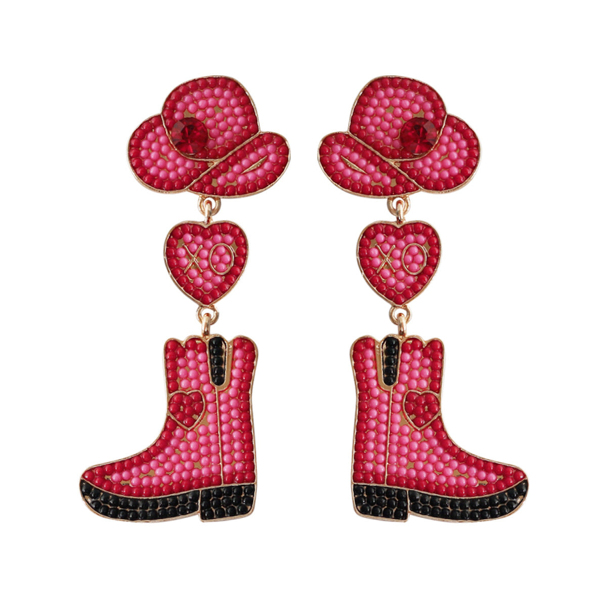 Wholesale Western Cowboy Hats Boots Heart shaped Earrings