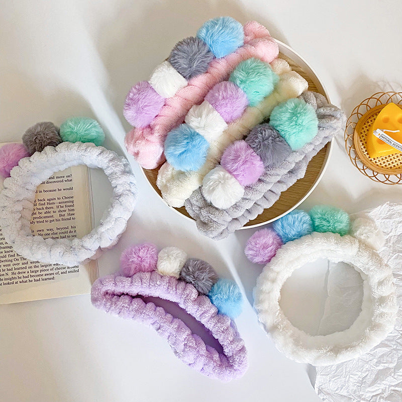 Wholesale Fabric Colored Plush Ball Hair Hoop