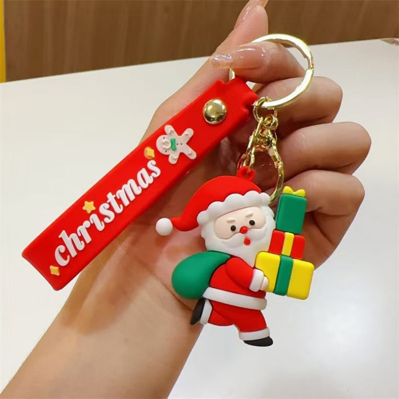 Wholesale Christmas  Cartoon PVC Keychain Decorative Bag Charm Car Key Accessory Trendy Gift For Boutique Resale