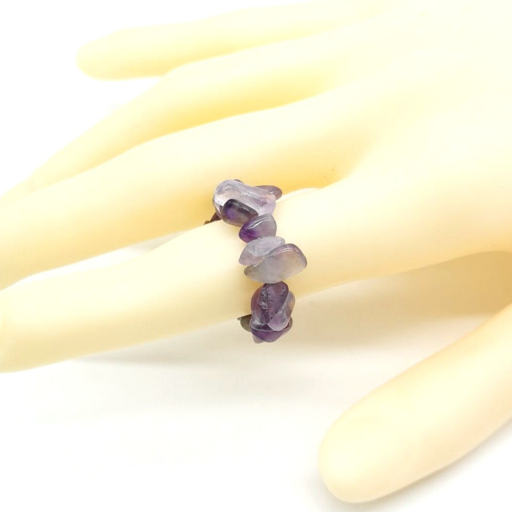 Wholesale Personality Hand-worn Natural Gravel Elastic Ring Women