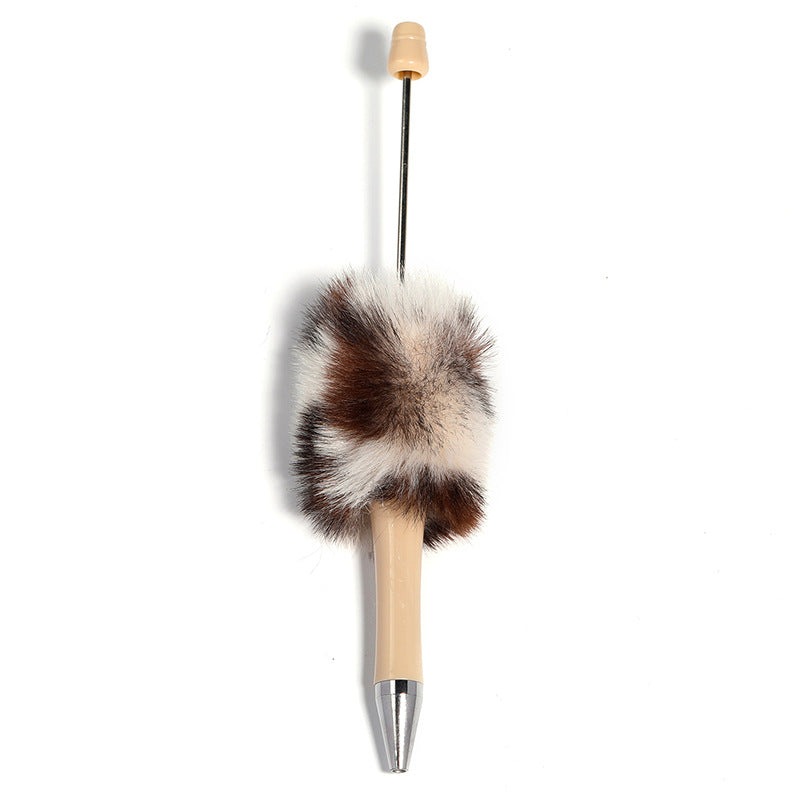 Wholesale 5pcs Creative DIY Plush Multi colored Ball Beads Plastic Rotating Ballpoint Pen