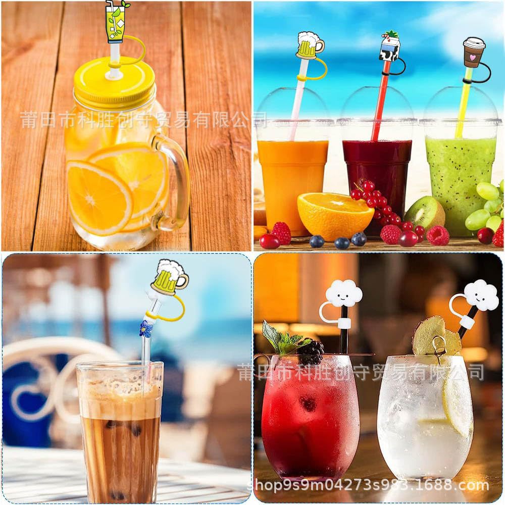 Wholesale 5pcs/pack Cartoon straw cover Creative straw cap