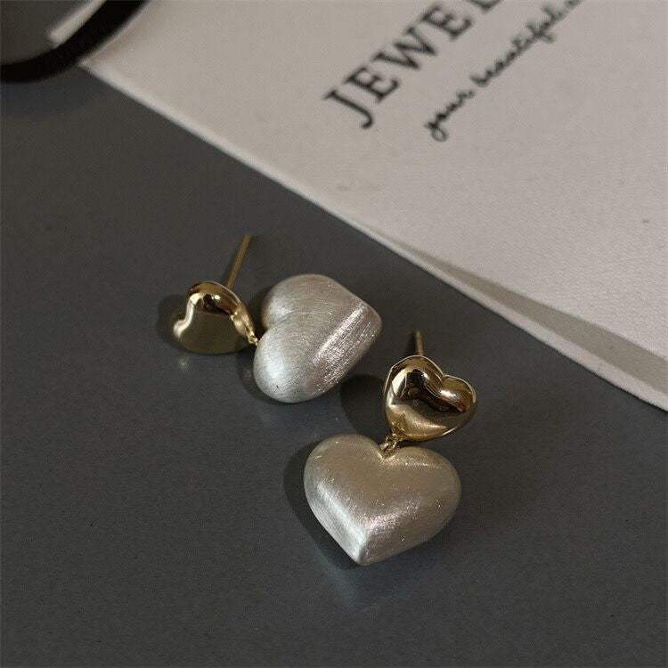 Wholesale Copper Brushed Heart Earrings