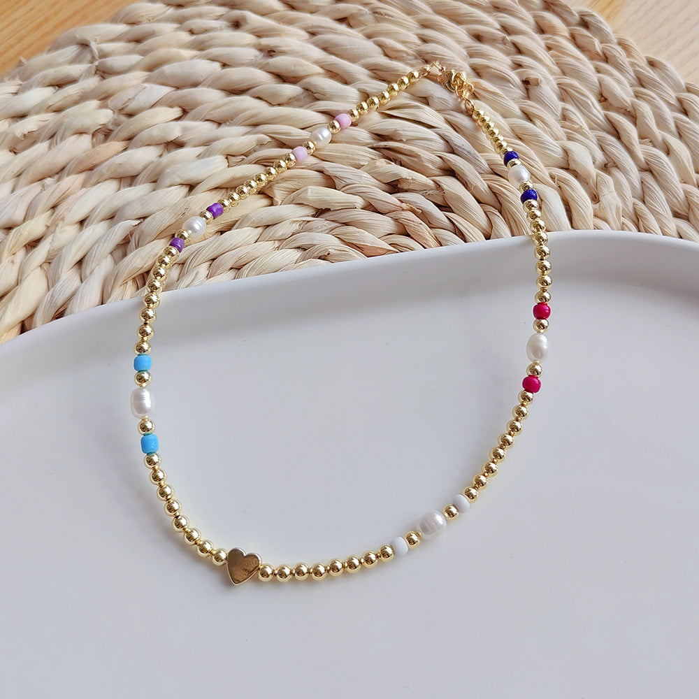 Wholesale Heart Beaded Natural Freshwater Pearl Necklaces