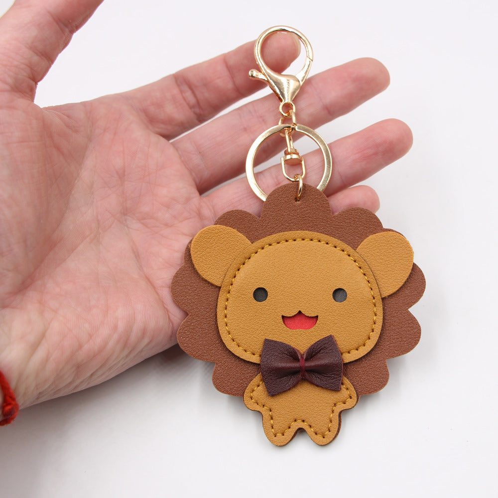 Wholesale Cute Lion Leather Keychains