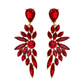 Wholesale Stylish Black Alloy Long Wing Rhinestone Drop Earrings For Evening Party Wear Boutique Resale