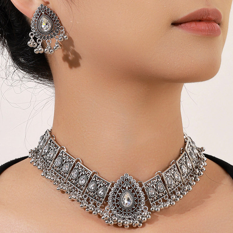 Wholesale Sparkling diamond peacock-shaped droplet Necklace Set