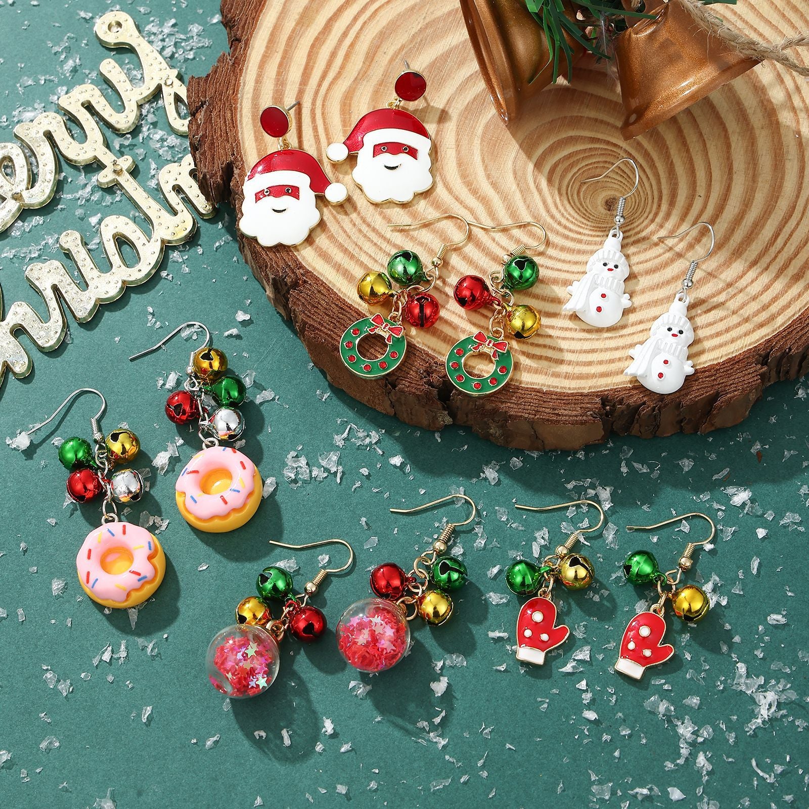 Wholesale Christmas Santa Snowman Bell Earrings For Women Zinc Alloy Party Wear Fashion Accessory