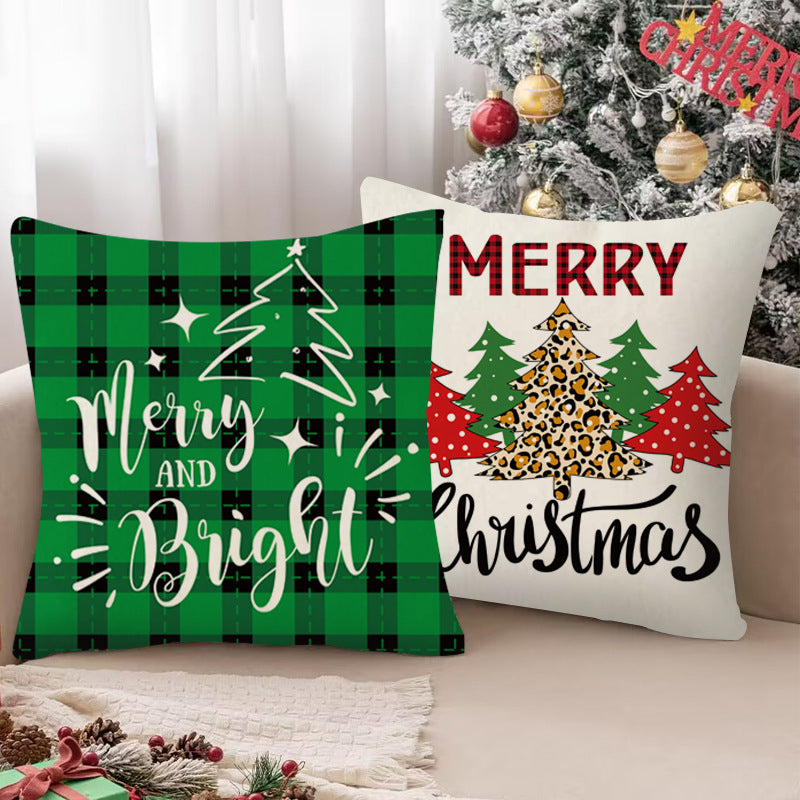 Wholesale New Plaid Christmas Linen Snowflake Letter Print Pillowcase