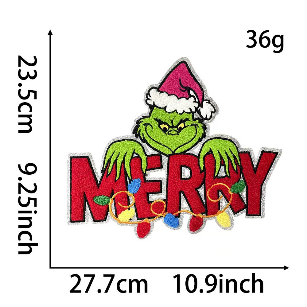 Wholesale Chic Christmas Large Embroidered Patch Iron On Towel Embroidery For Coat DIY Craft Supply
