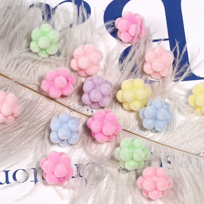 Wholesale 100pcs Flocked Bayberry Balls Candy Color Acrylic Beads