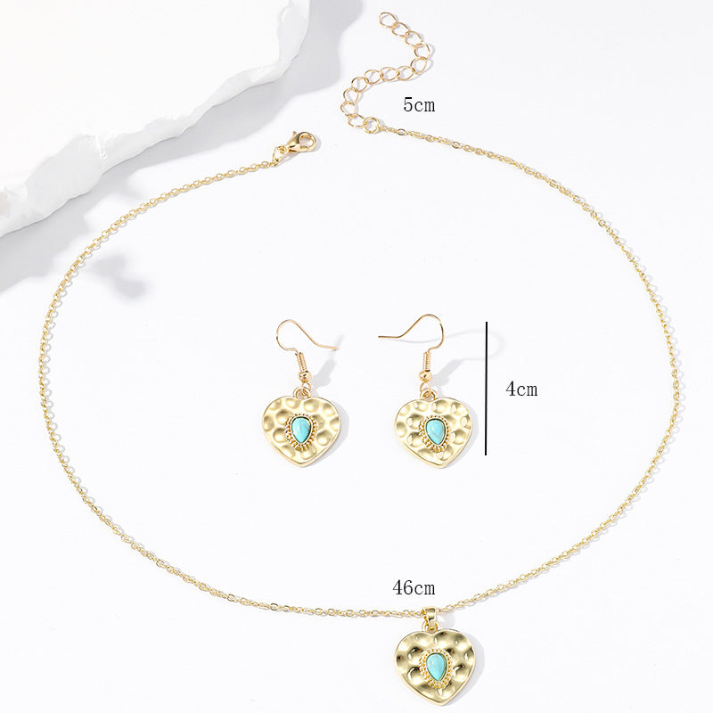 Wholesale Evil Eye Pendant Fashionable and Versatile Love Turquoise Earrings Necklace