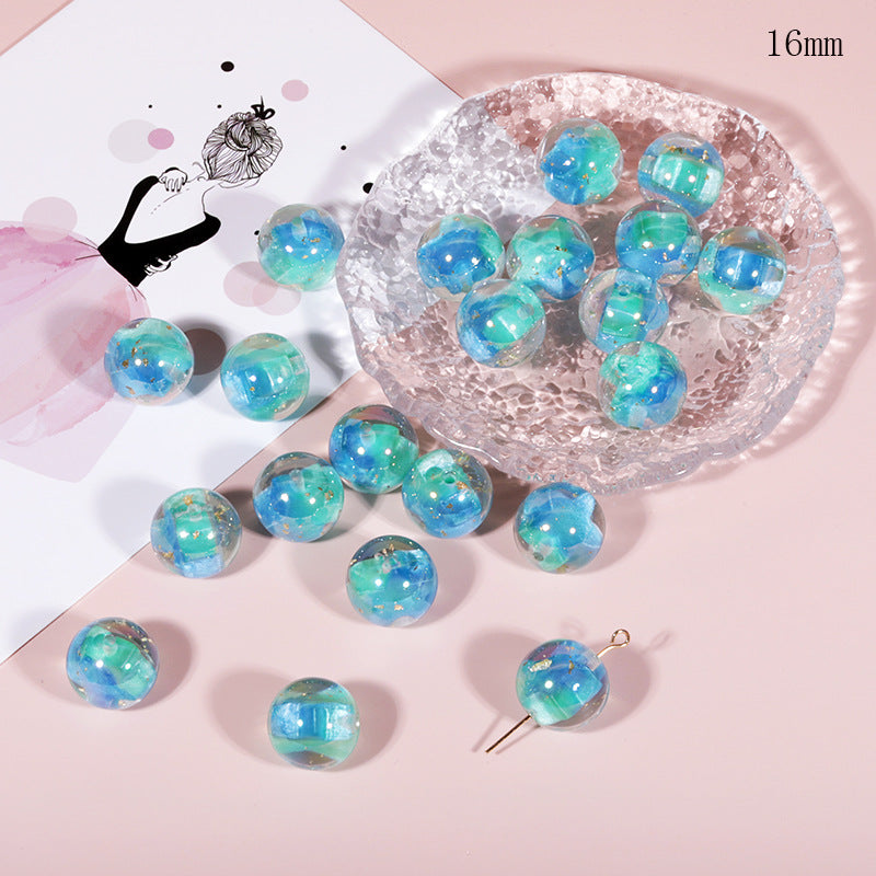 Wholesale Magic star geometric ball 16mm resin through hole loose beads