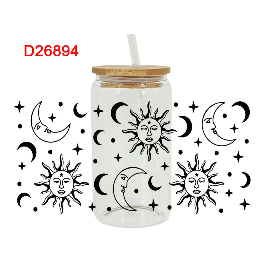 Wholesale Sun Moon Star Rainbow 16oz Cup UV DTF Wraps