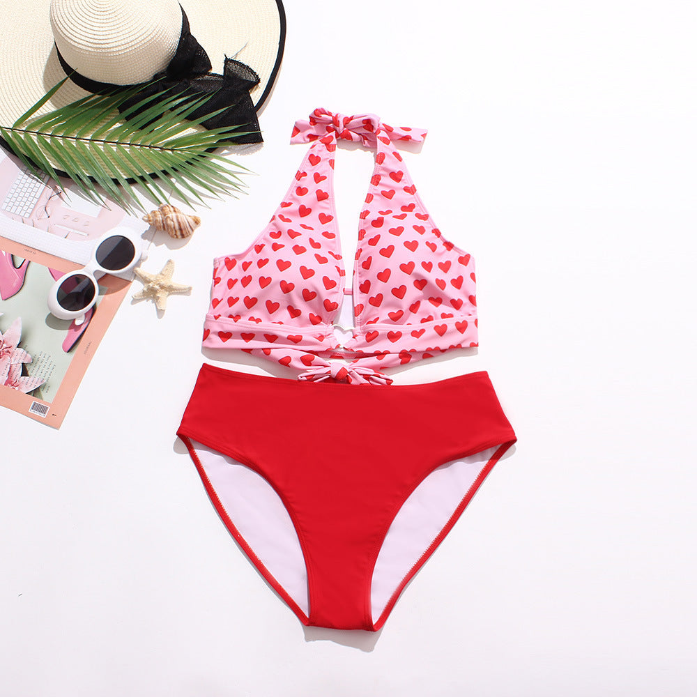Wholesale Heart Print Bikini Two-piece Swimwear