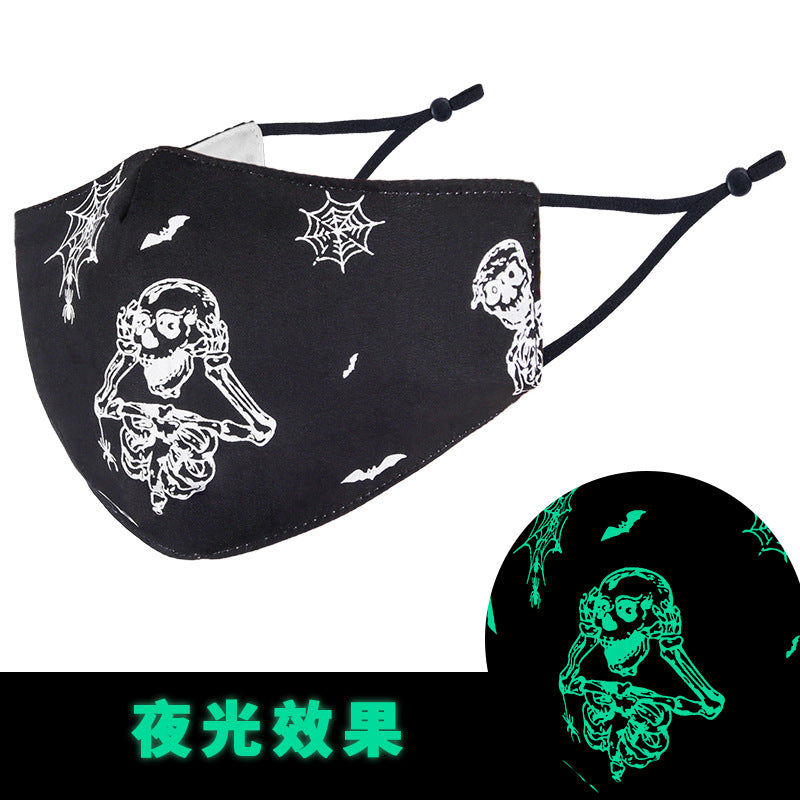 Wholesale Halloween Skull Head 3D Luminous Printed Dust Pure Cotton Mask