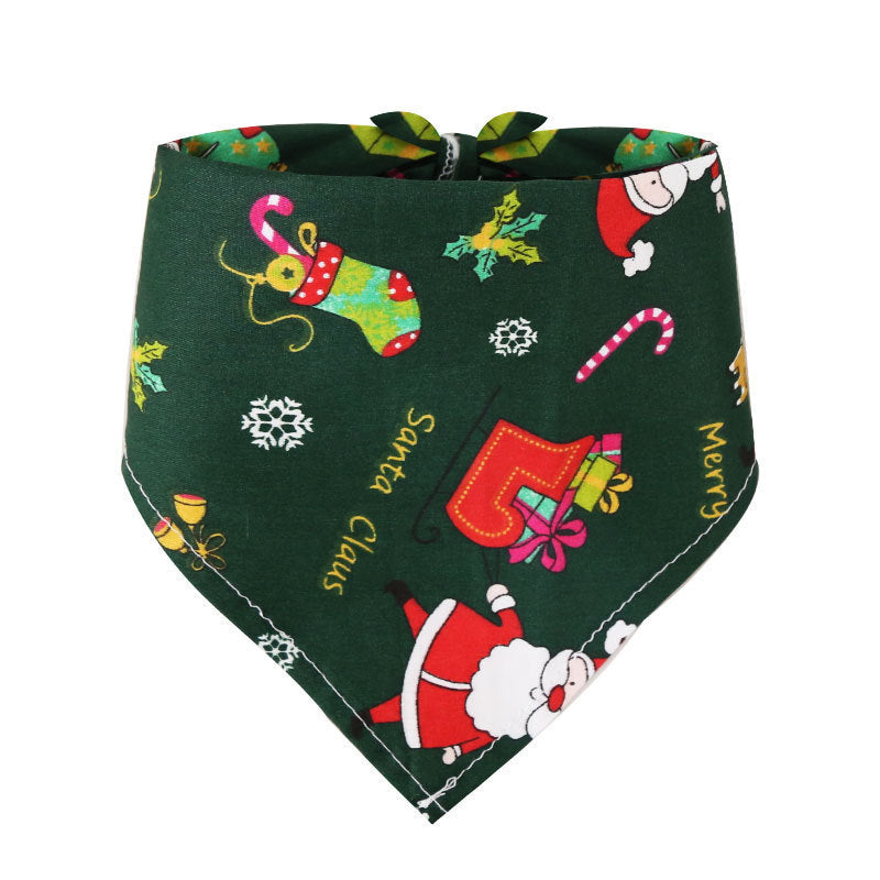 Wholesale Pet Large and Medium Dogs Dogs Cats Christmas Cotton Print Dress Triangular Bibs Decorative Bibs